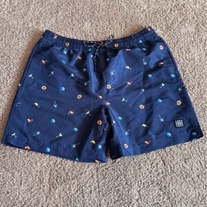 Aeropostale Dark Blue Swim Shorts with Colorful Accents